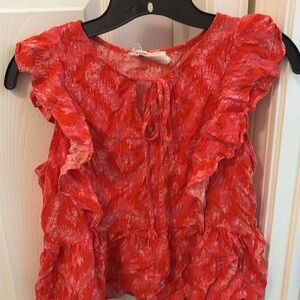 Savanna Jane pink ruffled sleeveless blouse. Worn one time. Size SM